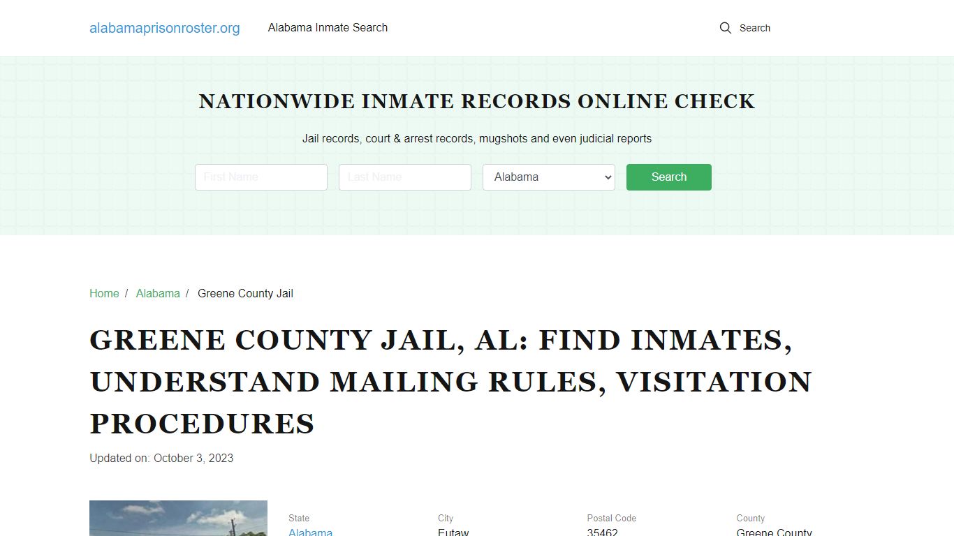 Greene County Jail, AL: Inmate Search, Mailing and Visitation Rules